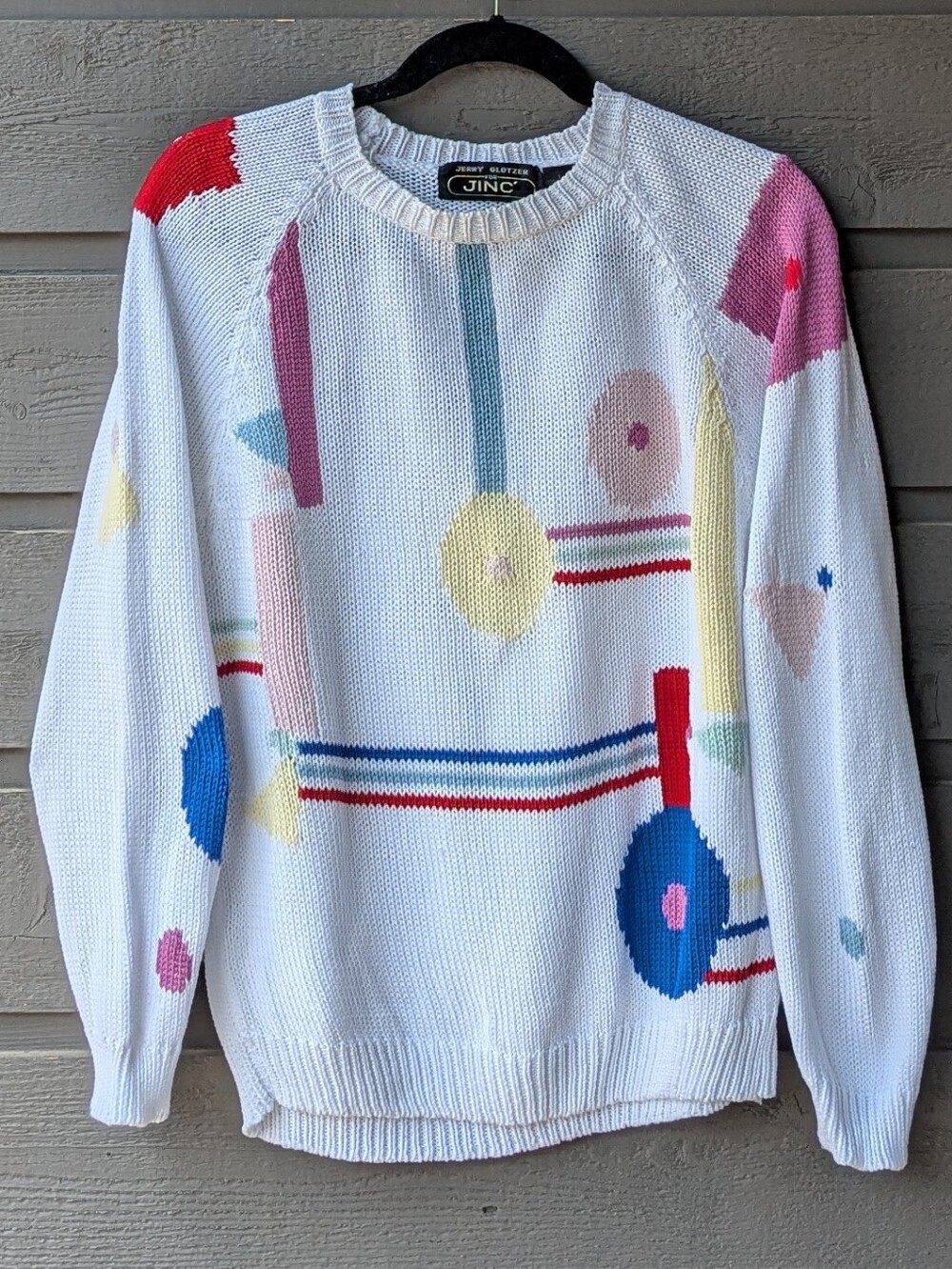 VTG 80s Bauhaus Jerry Glotzer For JINC' Crew Neck Sweater Size Large 100% Cotton